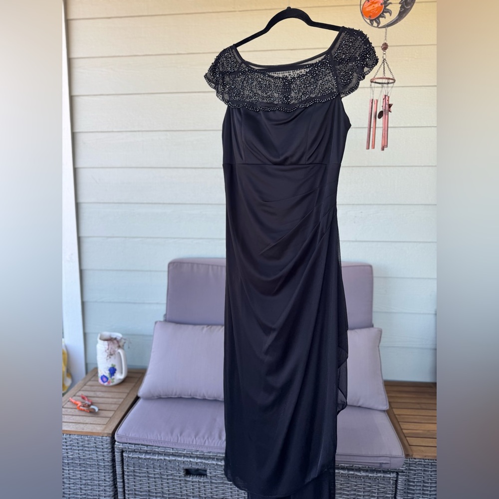 MSK Black Asymmetrical Dress with Lace Detail